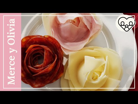 Decoración COMESTIBLE | ROSAS de Jamón, Queso y Chorizo | Flor de salami con copa