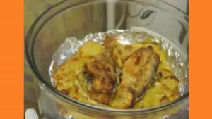 Палтус в аэрогриле в винном соусе. Фото