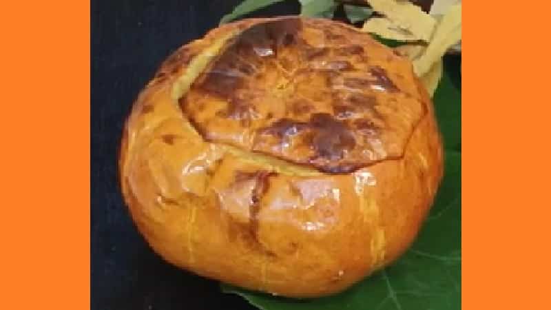 Сырный суп в аэрогриле в тыкве. Фото