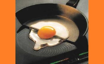Смажена яєчня на індукційній плиті. Фото