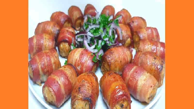 Закуска из фарша в беконе. Фото Закуска из фарша в беконе. Фото